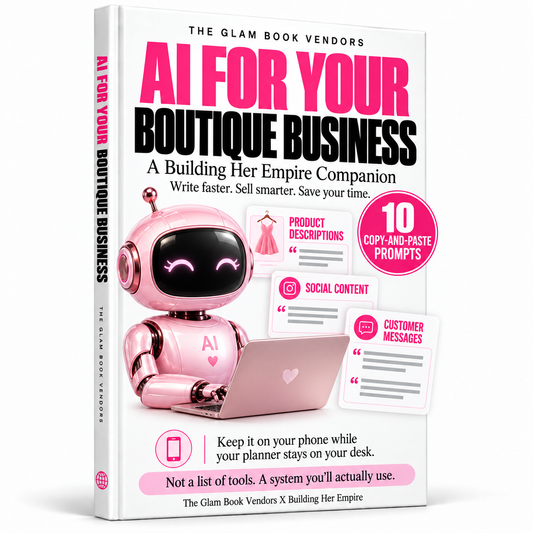 AI for Your Boutique Business mini workbook with 10 copy-and-paste AI prompts