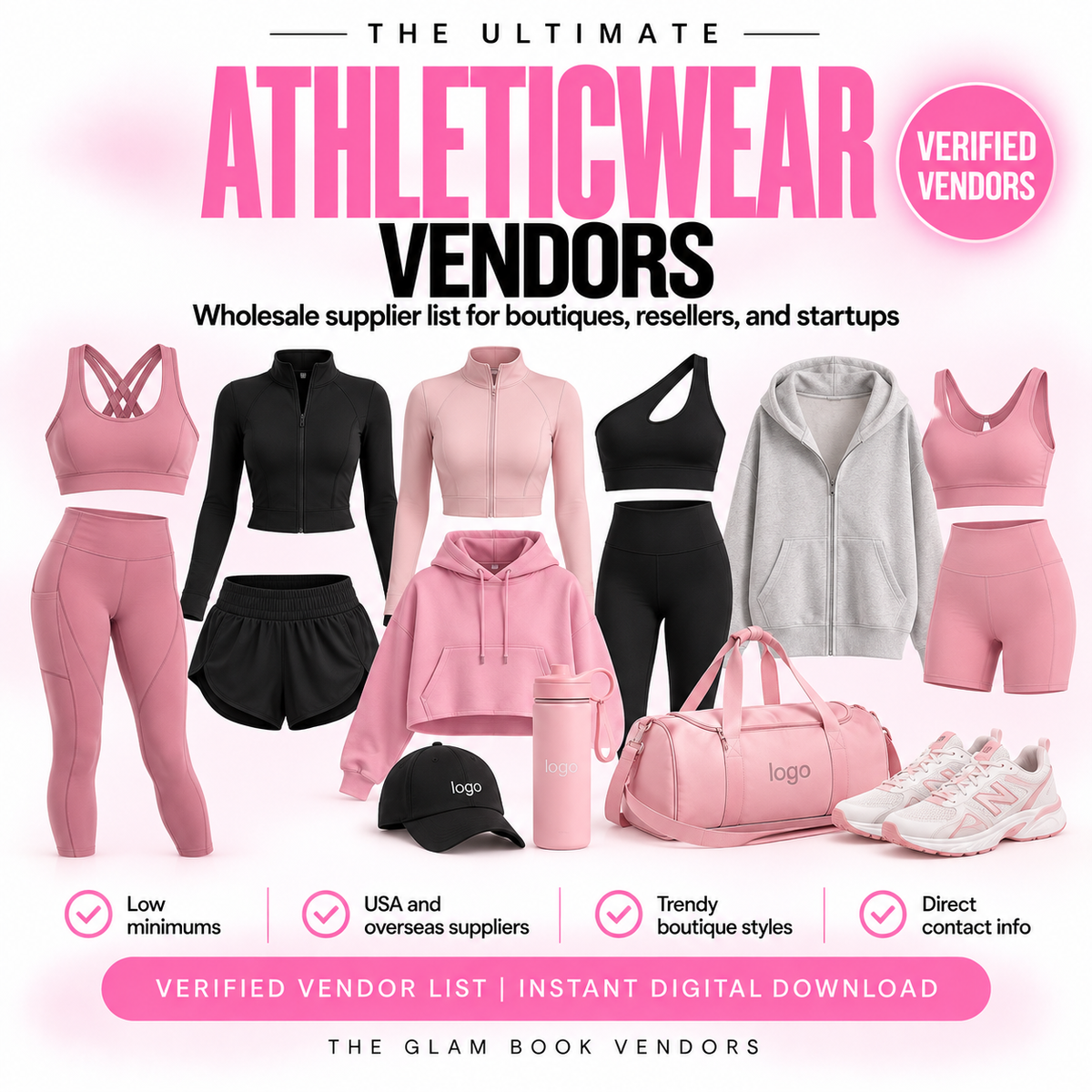 Wholesale athleticwear supplier list cover from The Glam Book Vendors