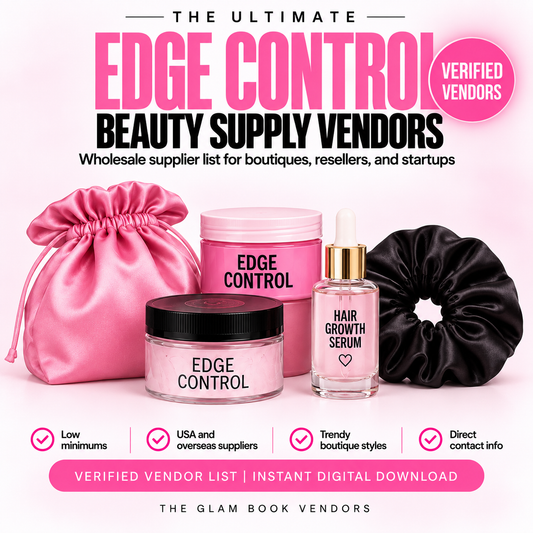 Edge Control Beauty Supply Vendors list cover from The Glam Book Vendors