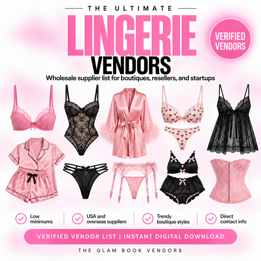 Lingerie Vendors list cover from The Glam Book Vendors