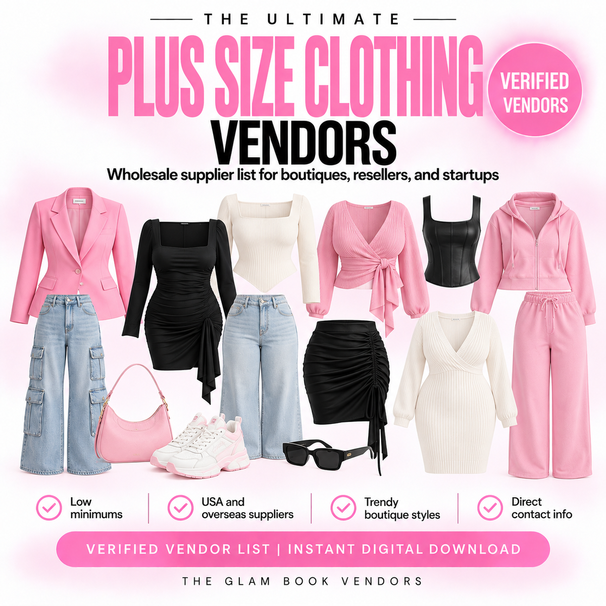 Wholesale plus size clothing supplier list cover from The Glam Book Vendors
