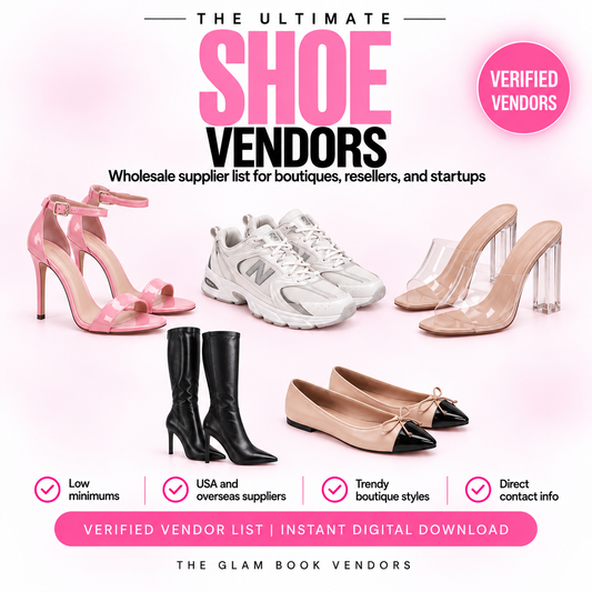 Shoe Vendors list cover from The Glam Book Vendors